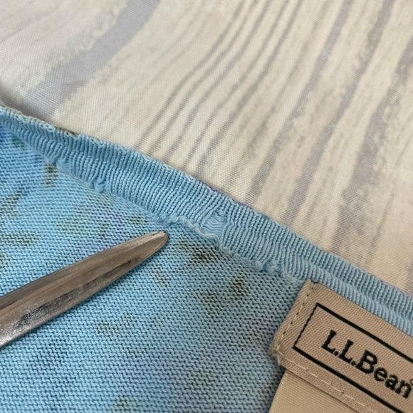 L.L. Bean 100% Cotton Blue Purple Floral classic Button Cardigan sweater top - Picture 14 of 16
